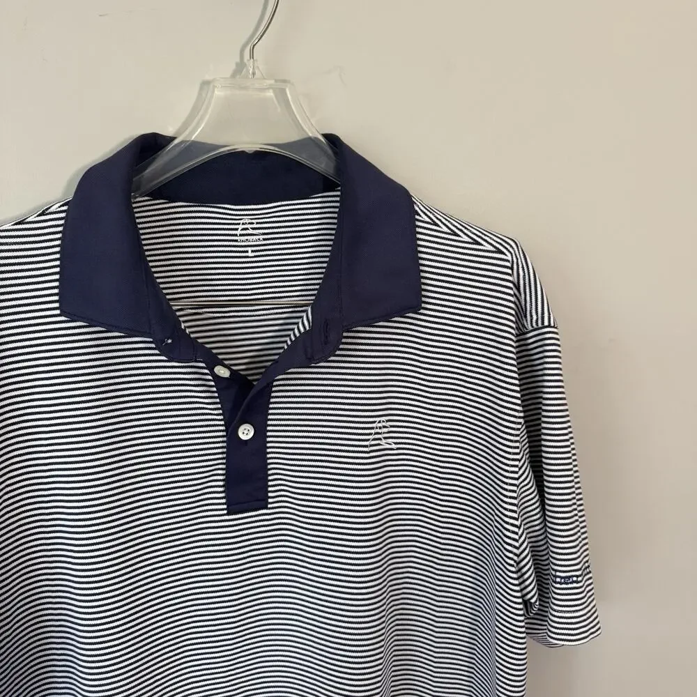 Rhoback Polo Shirt Mens L Blue White Striped Performance Golf Stephen Gould - Picture 2 of 5